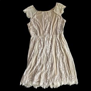 White Lace Blouson Dress